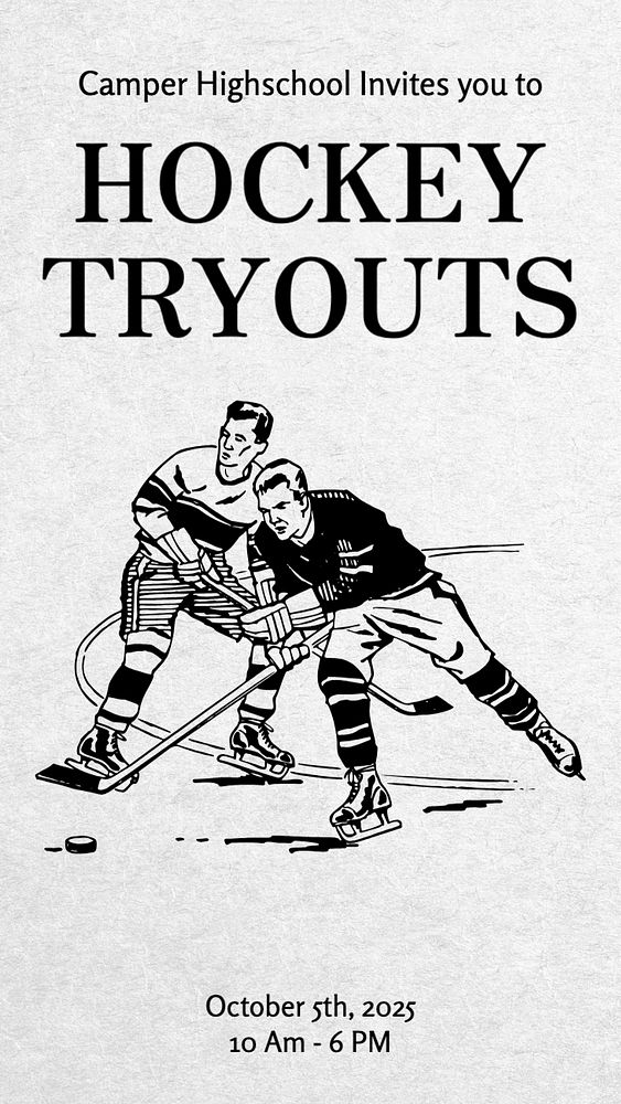 Hockey tryouts  Instagram story template, editable text