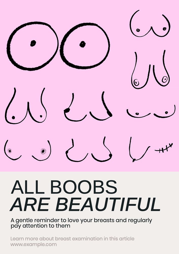 All boobs are beautiful  poster template, editable text and design