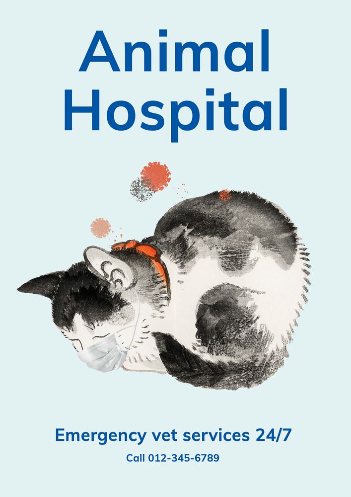 Animal hospital  poster template, editable text and design