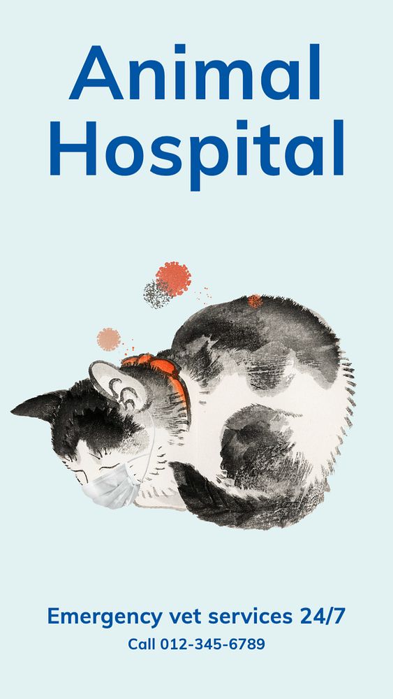 Animal hospital  Instagram story template, editable text