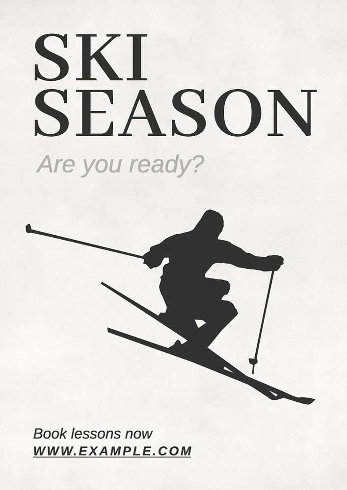 Ski lesson  poster template, editable text and design