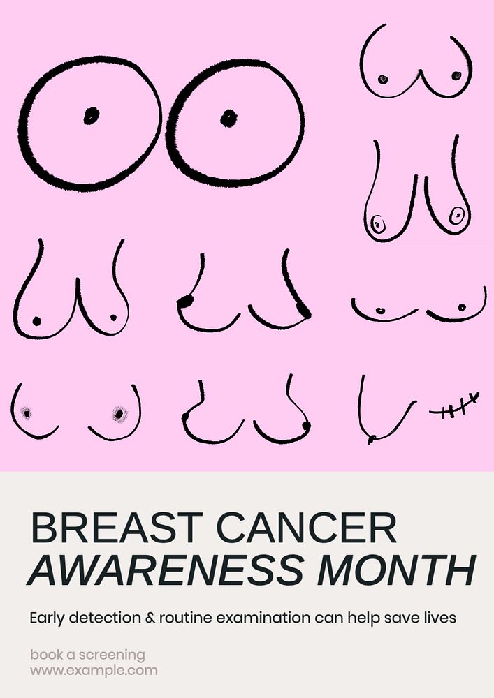 Breast cancer awareness month  poster template, editable text and design