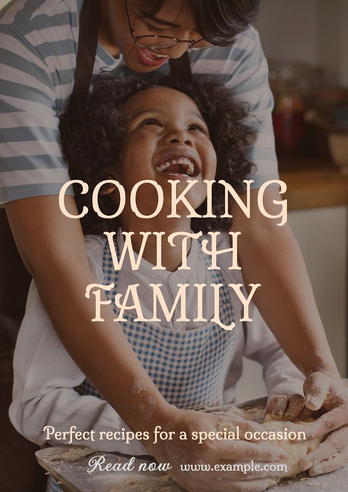 Family cooking recipes  poster template, editable text and design