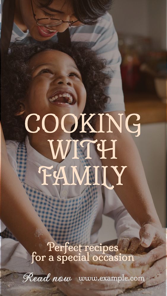 Family cooking recipes  Instagram story template, editable text