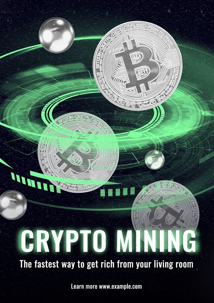 Bitcoin mining  poster template, editable text and design