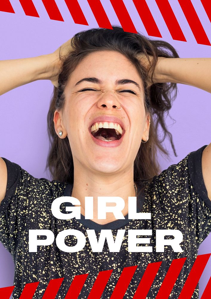 Girl power  poster template, editable text and design