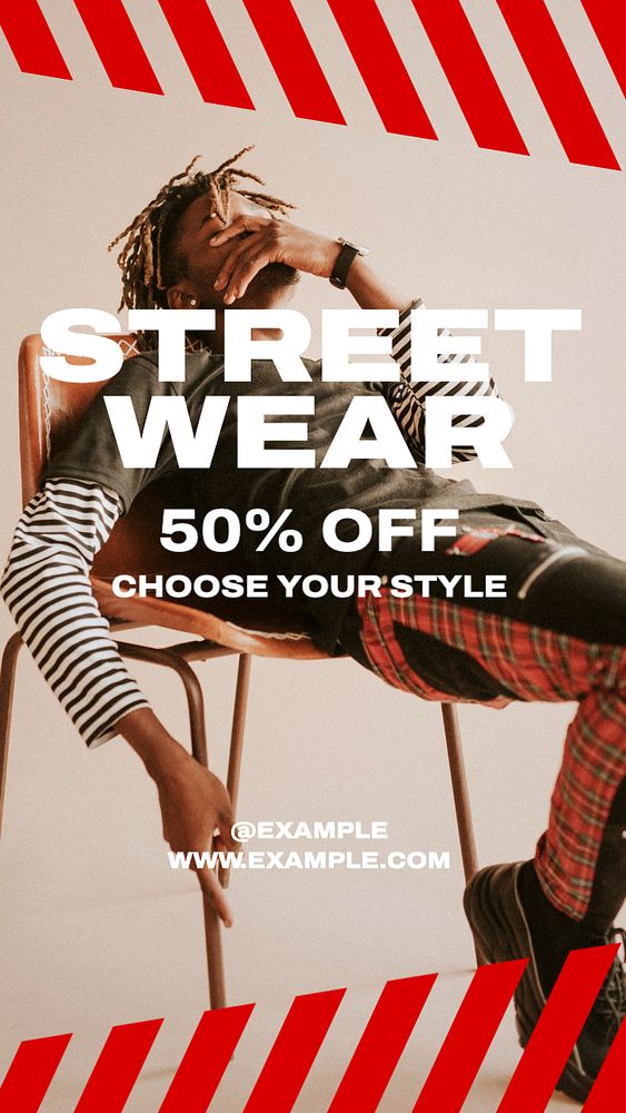 Streetwear sale  Instagram story template, editable text