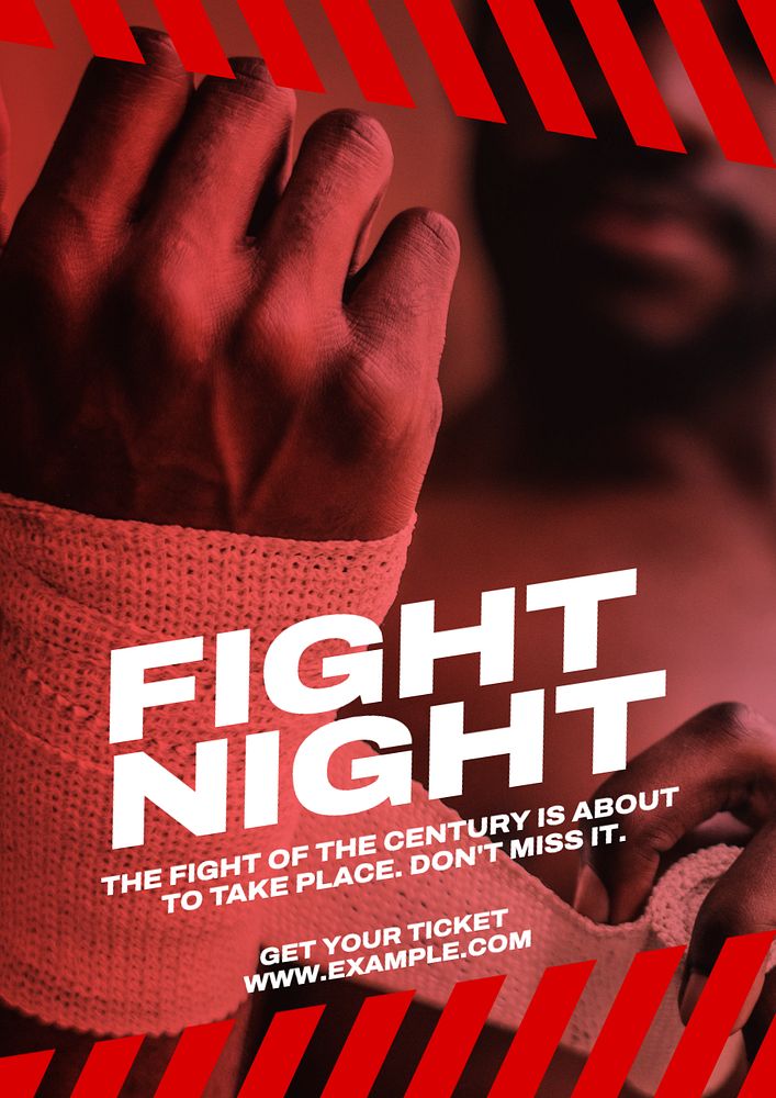 Fight night  poster template, editable text and design