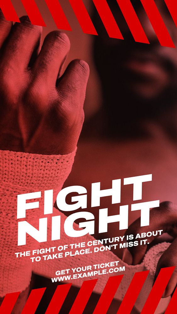 Fight night  Instagram story template, editable text