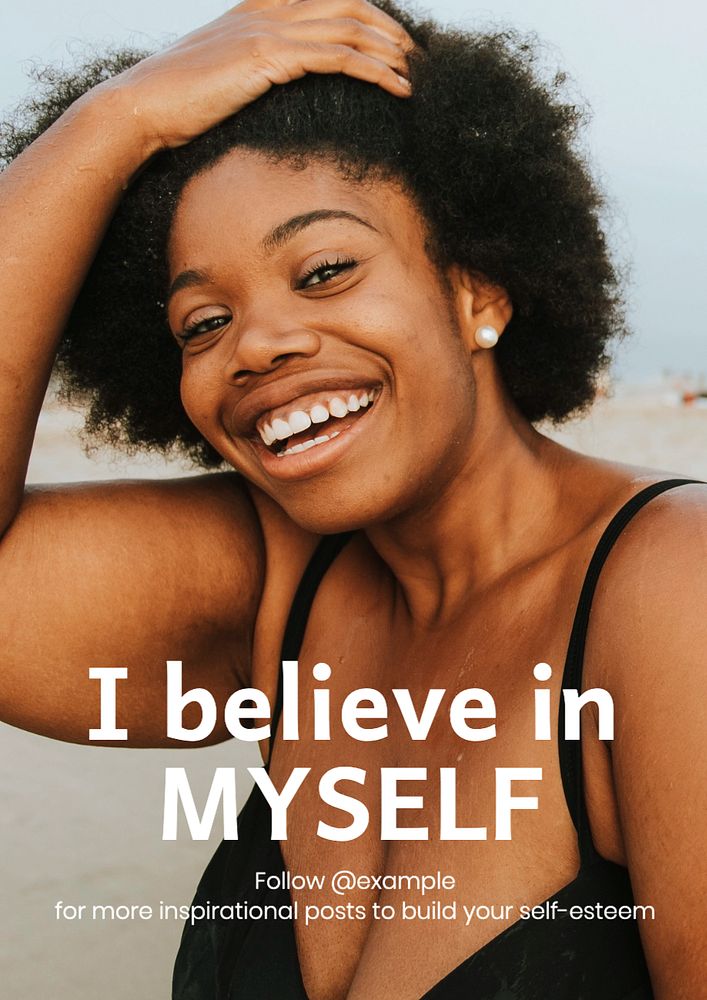 Believe in myself  poster template, editable text and design