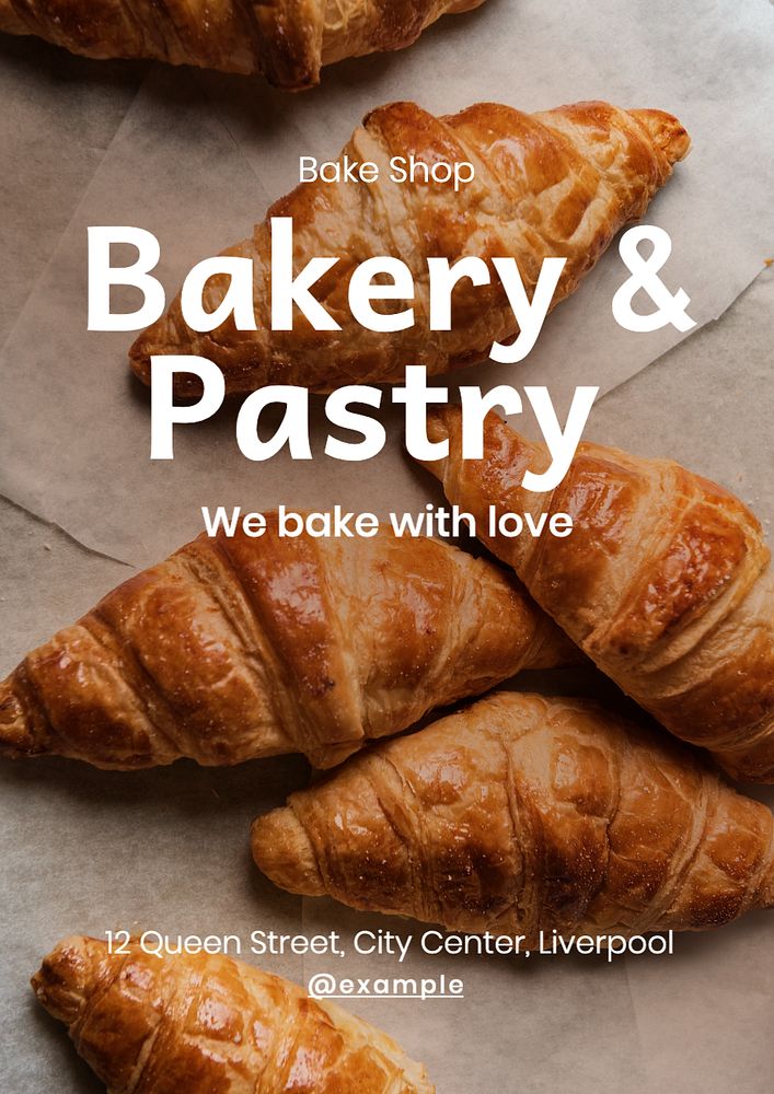 Bakery & pastry  poster template, editable text and design