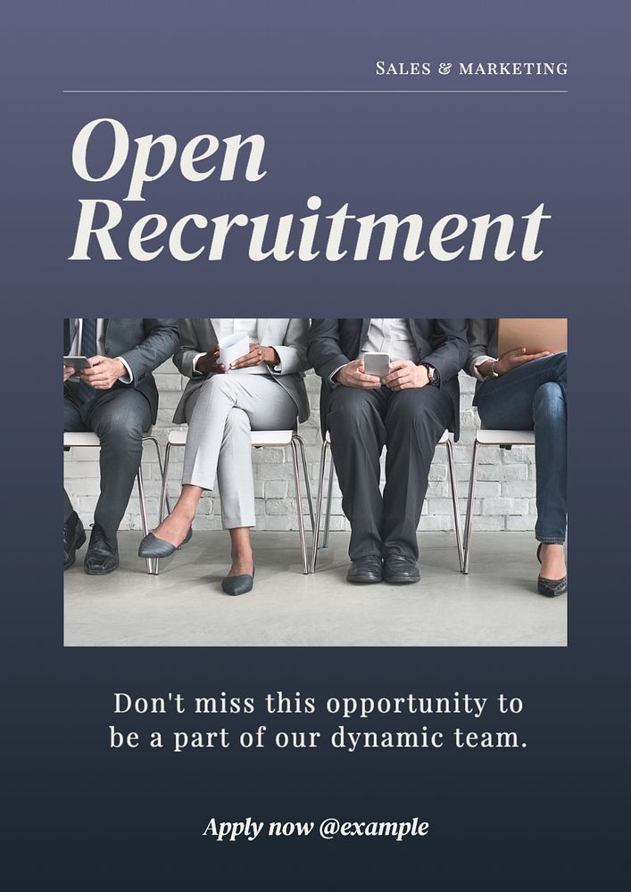 Open recruitment poster template, editable text and design