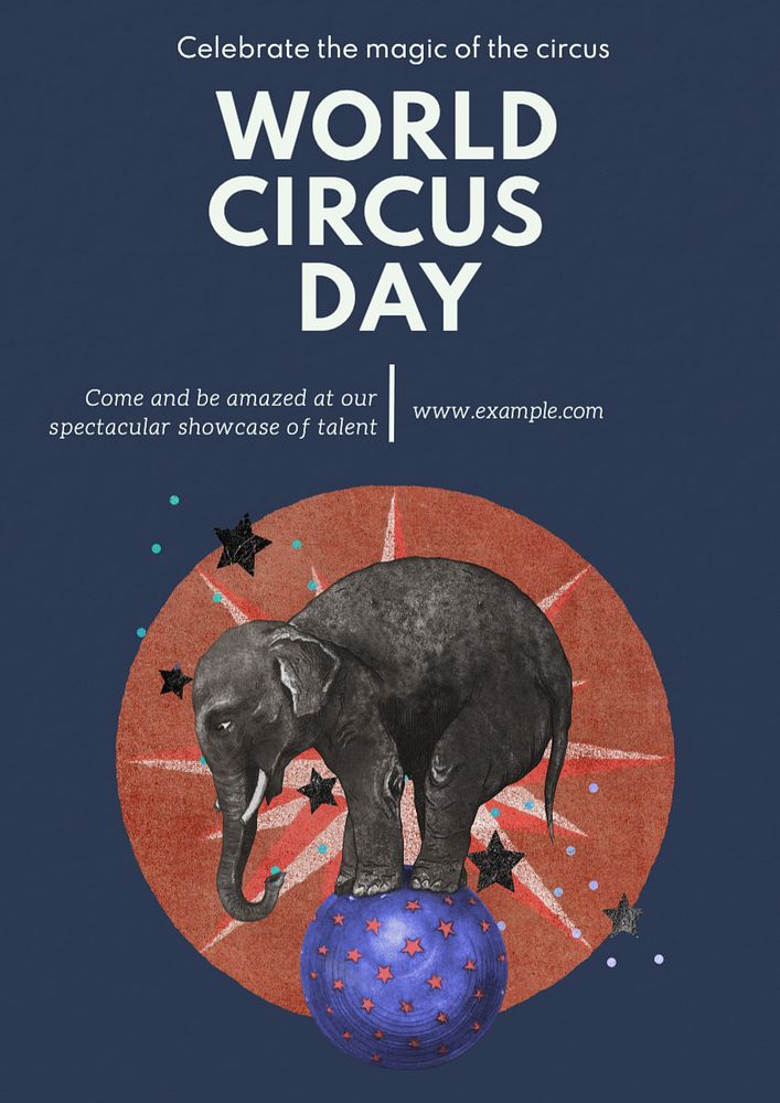 World circus day poster template, editable text and design