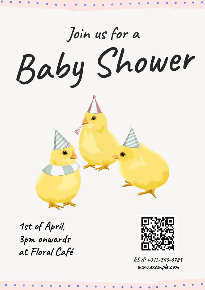 Baby shower poster template, editable text and design