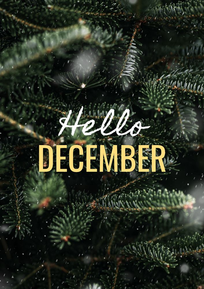 Hello December  poster template, editable text and design