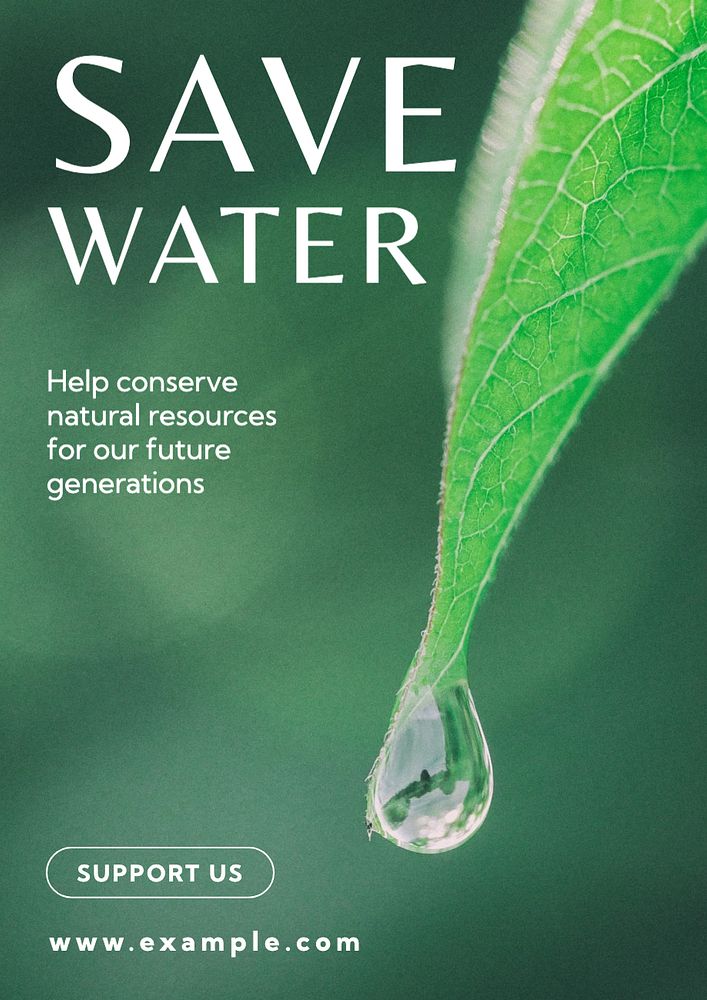 Save water  poster template, editable text and design