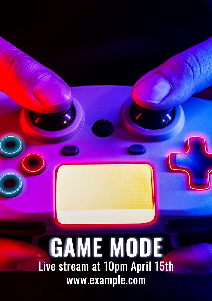 Game mode  poster template, editable text and design