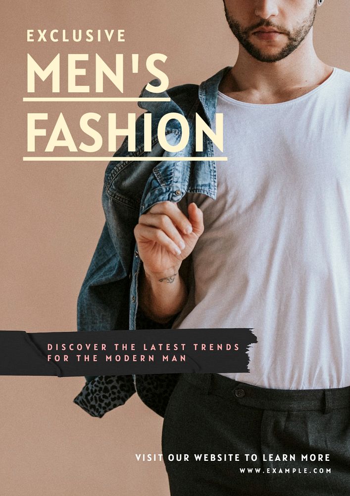 Men's fashion  poster template, editable text and design