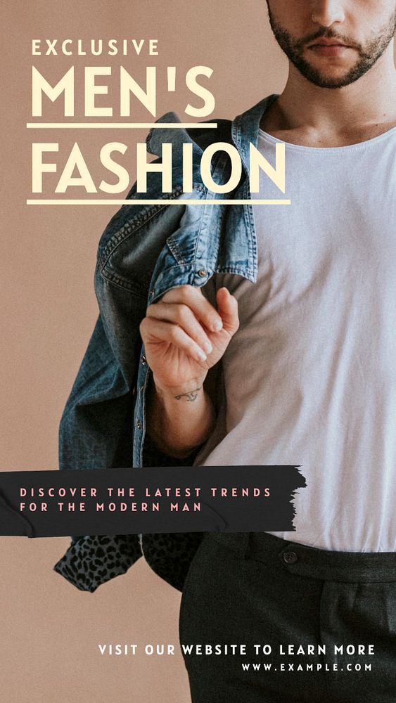 Men's fashion  Instagram story template, editable text