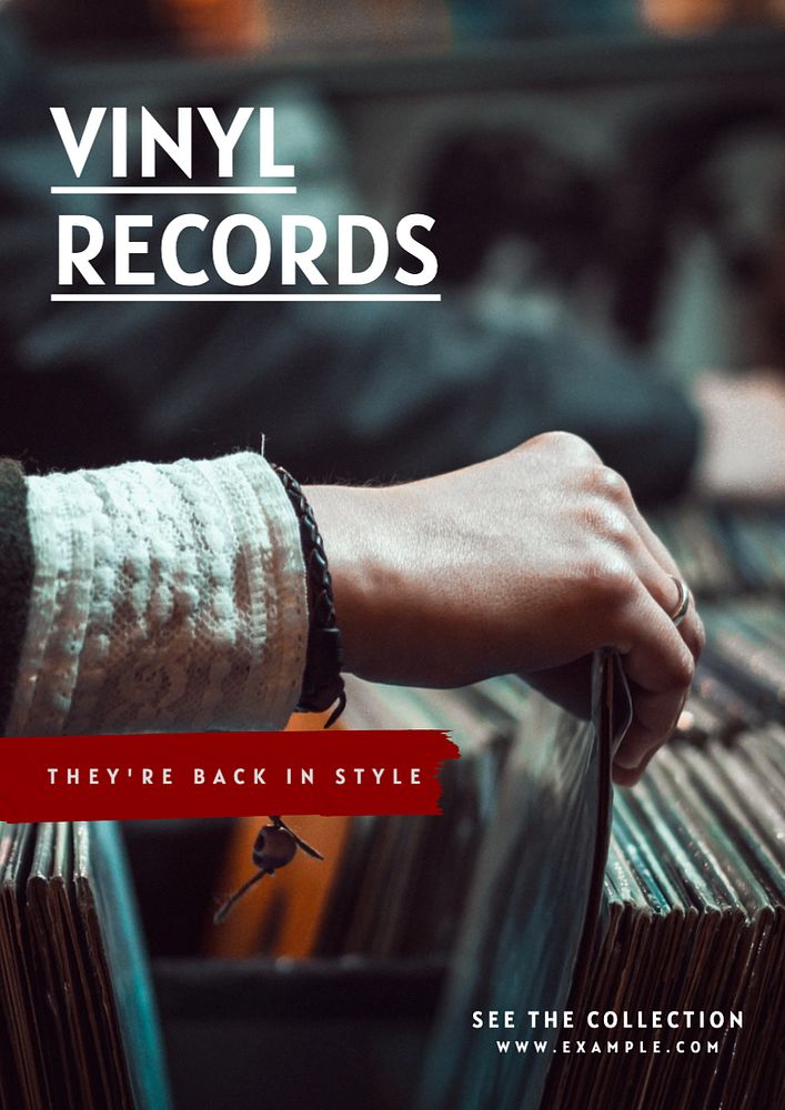 Vinyl records  poster template, editable text and design