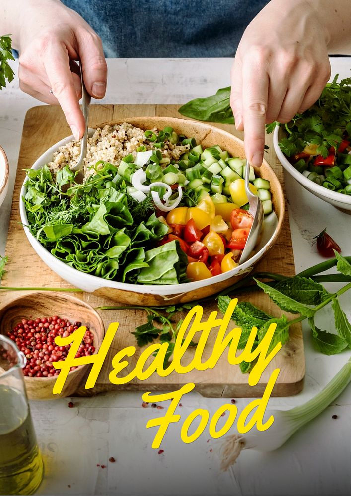 Healthy food  poster template, editable text and design