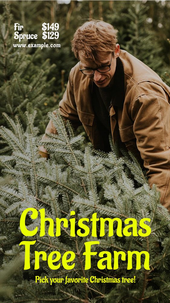 Christmas tree farm  Instagram story template, editable text