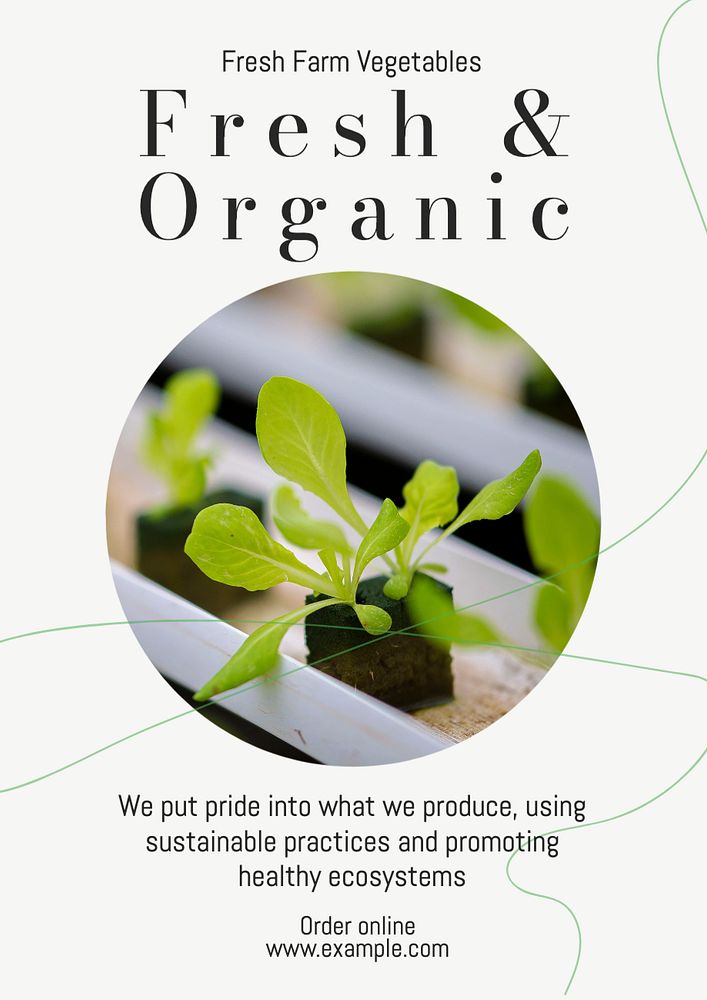 Organic farming poster template, editable text and design