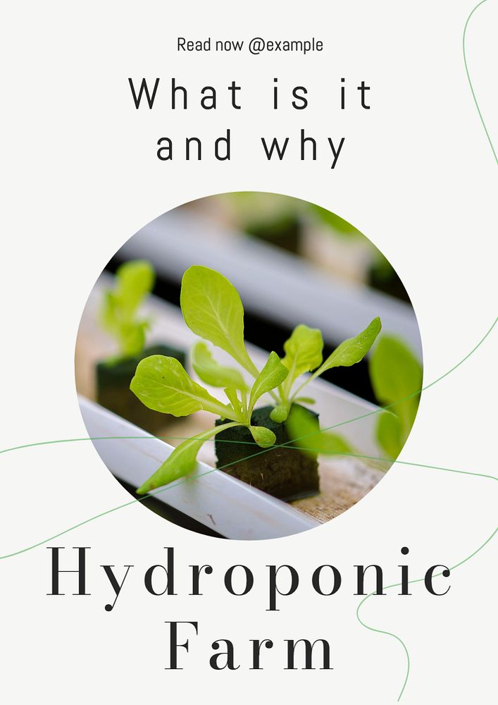 Hydrorponic farm poster template, editable text and design