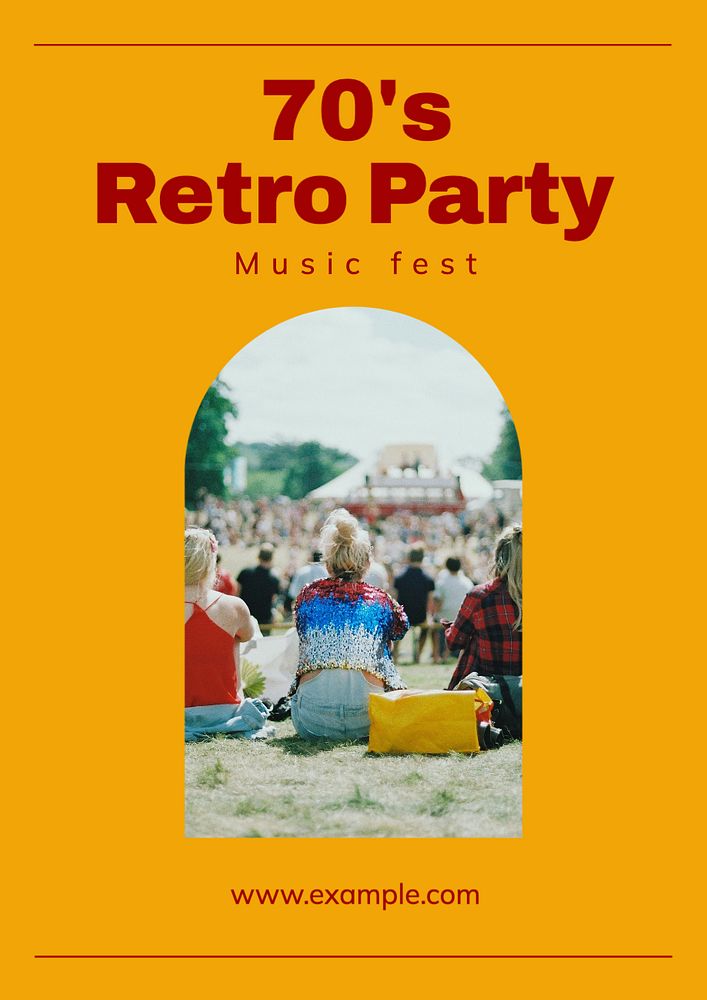 Retro party poster template, editable text and design