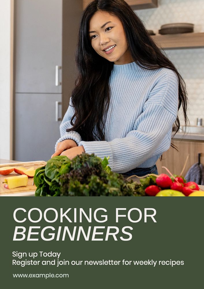 Cooking for beginners  poster template, editable text and design