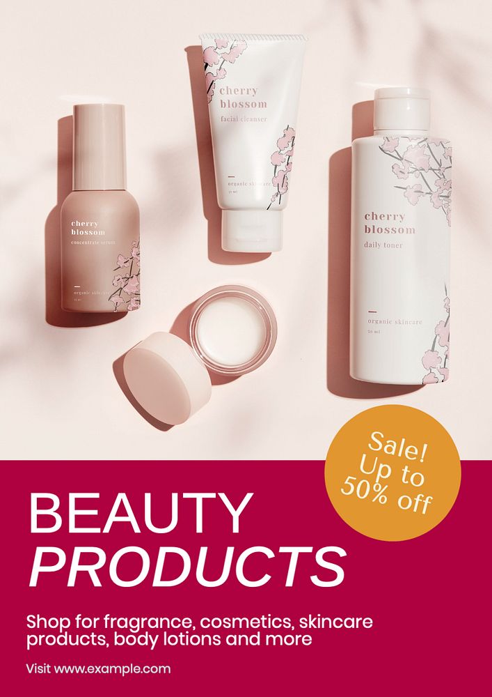 Beauty product sale  poster template, editable text and design