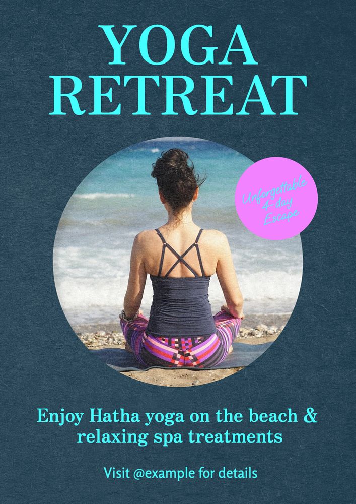 Yoga retreat poster template, editable text and design