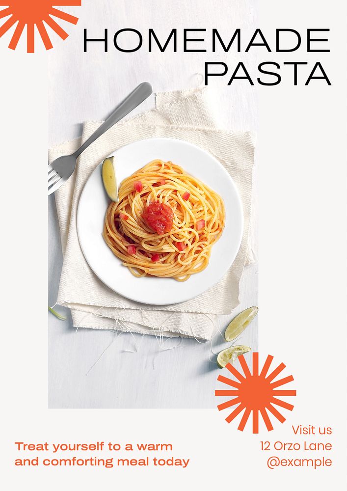 Homemade pasta  poster template, editable text and design