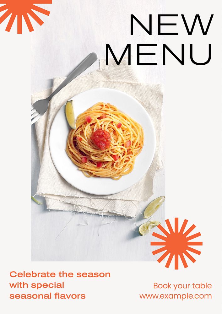 New menu  poster template, editable text and design