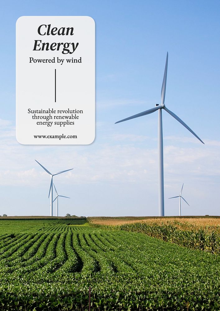 Clean energy poster template, editable text and design