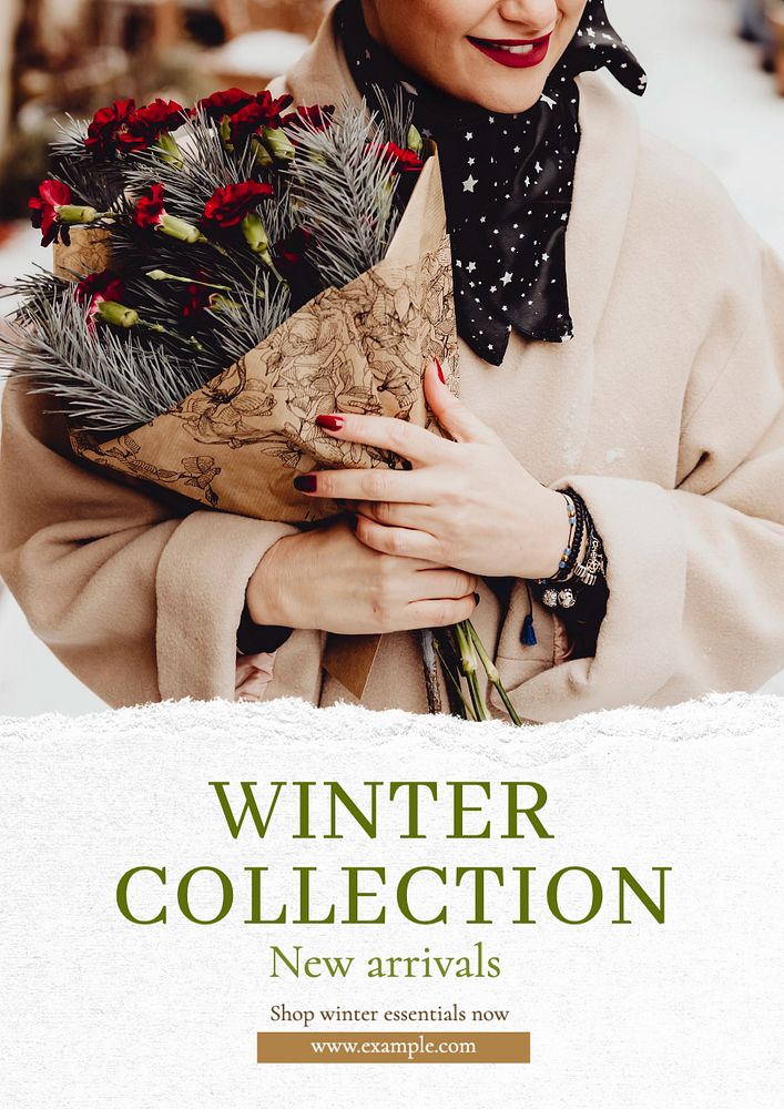 Winter collection  poster template, editable text and design