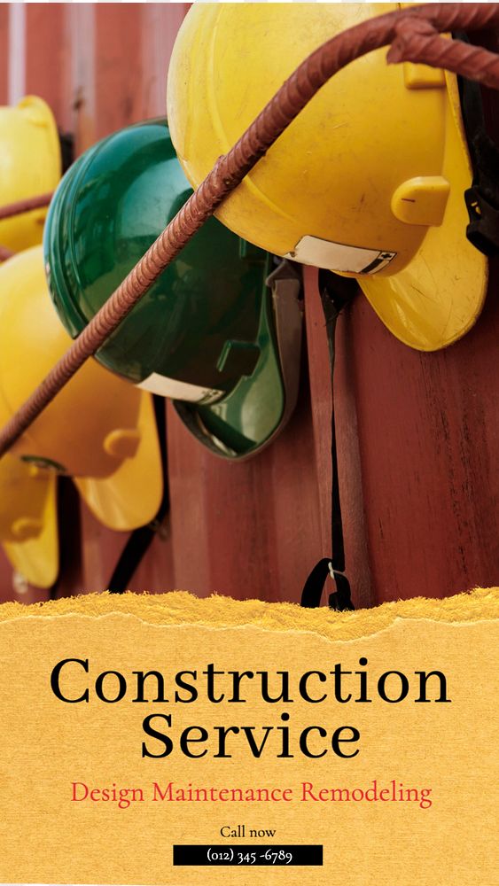 Construction service  Instagram story template, editable text