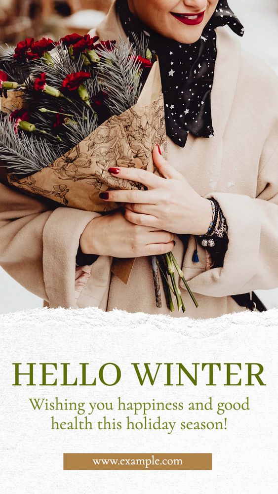 Hello winter wish  Instagram story template, editable text