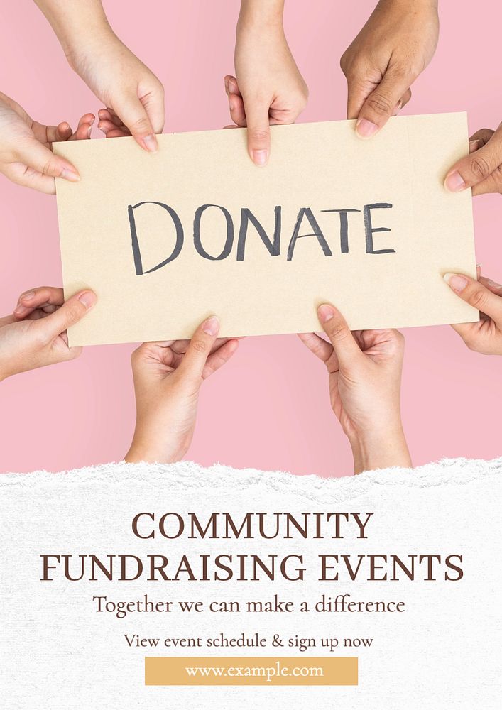 Community fundraising & events  poster template, editable text and design