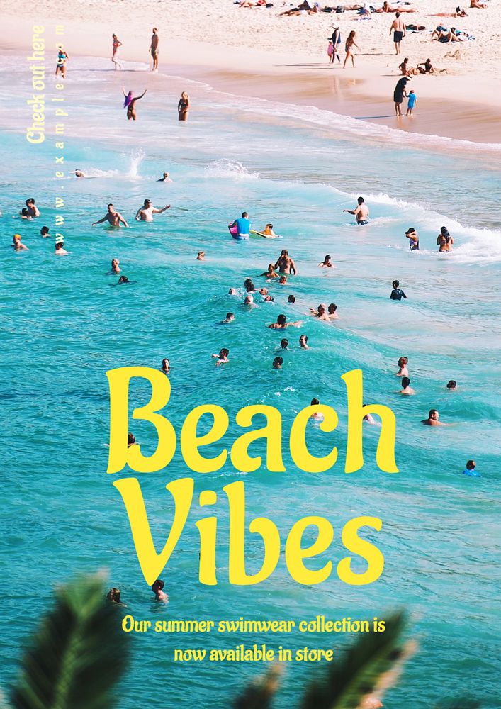 Beach vibes  poster template, editable text and design