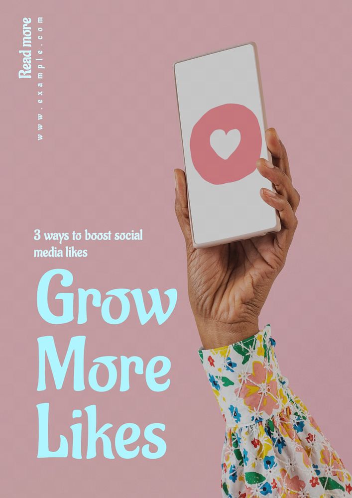 Grow more likes  poster template, editable text and design