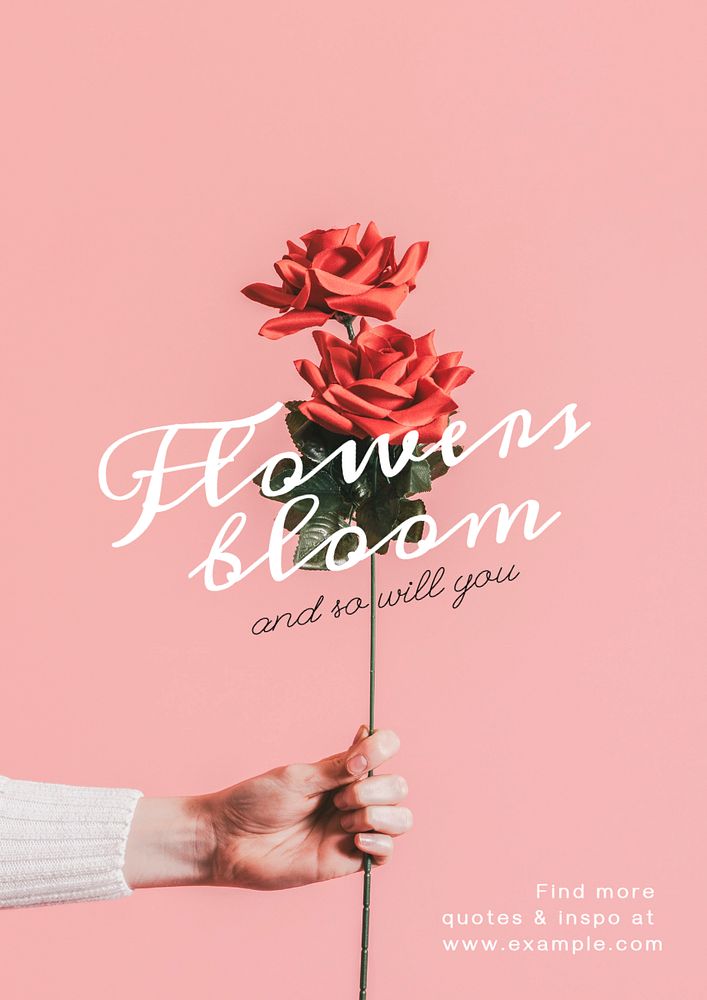 Flowers bloom  poster template, editable text and design