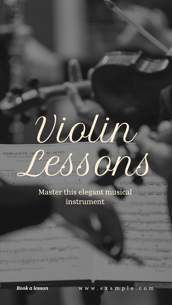 Violin lessons  Instagram story template, editable text