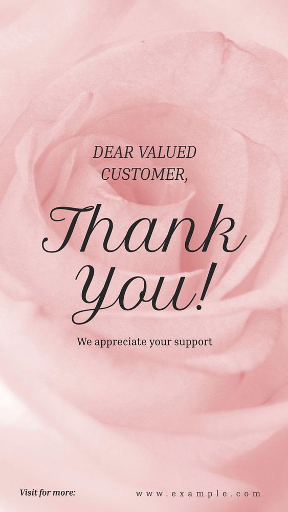 Thank you customer  Instagram story template, editable text