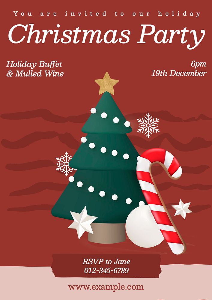 Christmas party  poster template, editable text and design