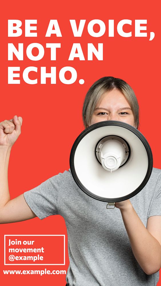 Be a voice not an echo  Instagram story template, editable text