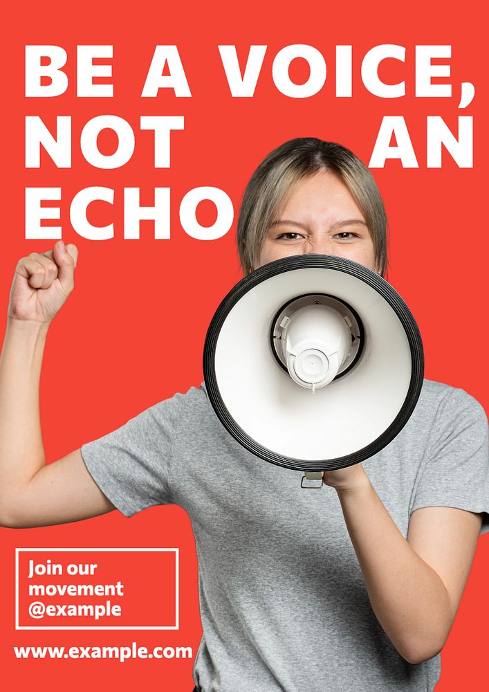 Be a voice not an echo  poster template, editable text and design