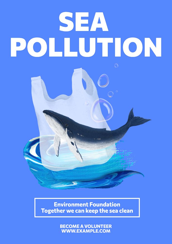 Sea pollution  poster template, editable text and design