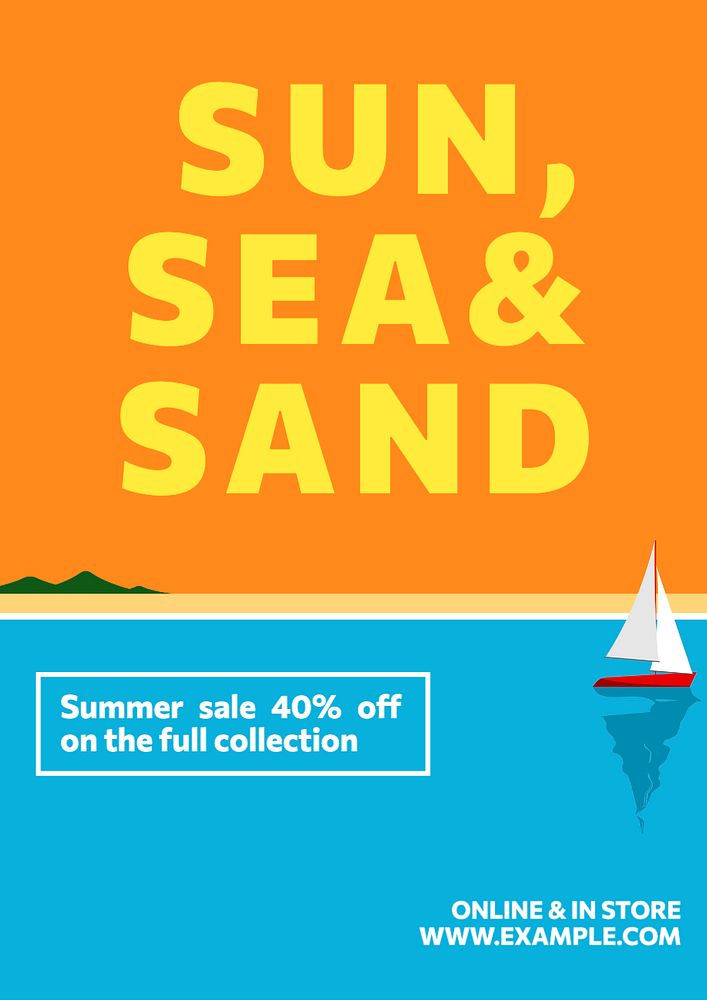 Summer sale  poster template, editable text and design