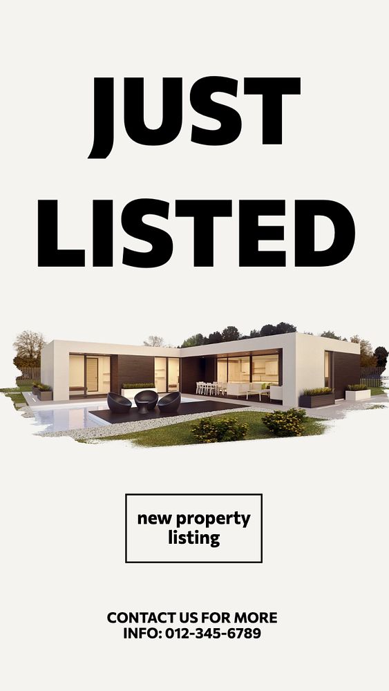 Property listing  Instagram story template, editable text